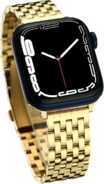 Seven-link Watch Band for Apple Watch Series 11, 10, 9, 8, 7, 6, 5, 4, 3, 2, 1 and SE 3/2/1 for Women, Dressy Stainless Steel Metal Band for Apple Watch 40mm 41mm 42mm 38mm 44mm 45mm 46mm for iWatch - Image 2