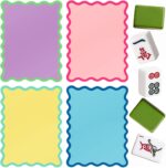 Soulchen 4 Pcs Mahjong Shuffler Cards Thick PVC Tile Mixers with Wavy Scalloped Edges Fun Game Accessories for Mixing Tiles Funny Mahjong Gifts for Lovers Playing Game(Colorful Rimmed) - Image 2