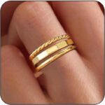 Stackable Gold Rings for Women Dainty 14K Gold Plated Thin Ring Set Non Tarnish Thumb Bands Gold Jewelry Gifts Statement Gold Knuckle Rings Size 6-11 - Image 2