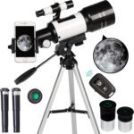 Telescope for Adults & Kids, 70mm Aperture Refractor (15X-150X) Portable Travel Telescope with Phone Adapter & Wireless Remote, Astronomy Beginners Gifts, Black - Image 2
