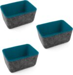 Three by Three Seattle felt·like·it! Deep Organizer Tapered Storage Bins – Eco-Friendly, Stylish Organization for Home & Office, 3 Pack (Blue) - Image 2