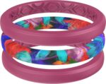 ThunderFit Stackable Silicone Ring Enhancers for Women, Breathable Rubber Wedding Bands - Braided Design 3mm Wide 1.8mm Thick - 3/8 Variety Multipack - Image 2