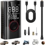 Tire Inflator, Cordless Tire Air Compressor with LED & 150PSI Digital Pressure Gauge, Portable Inflator for Car, Motorcycle, Bike & Sports Equipment, Black - Image 2