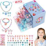 Toys for Ages 5-7 Jewelry, Kids Toys for Girls 8-10 Clip on Earrings, Toddler Girls Toy Age 6-8 Princess Dress Up,Frozen Unicorn Toy Adjustable Ring Bracelets Necklaces Birthday Christmas Gifts - Image 2