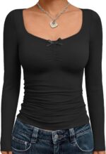 Trendy Queen Womens Long Sleeve Tops Going Out Top Trendy Cute Shirt Y2k Clothes Fashion Clothing Fall Outfits 2025 - Image 2