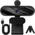 USB HD 1080P Video Webcam and Wide Angle Camera with Built-in Microphone and Rotatable Tripod,for Laptop Computer or Desktop PC,Great for Live Streaming.Calls.Video Conferencing(Black) - Image 2