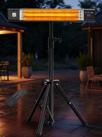 Uthfy Outdoor Electric Heater, 1500W Waterproof Patio Heater with Tripod Stand, Remote, 24 H Timer, Indoor Safety Wall Mounted Infrared Heater for Garage, Yard, Deck, Bedroom, Restaurant - Image 2