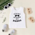 U·nikaka Infant Toddler Baby boy Clothes Summer Short Sleeve Vest Cotton Tops+Pants 2PCS Black Blue Camo White Red - Image 2