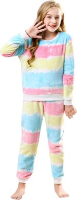 V.&GRIN Girls Fleece Pajamas, Soft Cozy Pullover Sweatshirt Pants Set for Kids 7-16 Years - Image 2