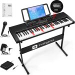 Vangoa 61 Key Keyboard Piano, Light-Up Electric Piano Keyboard Kit with 600 Voices, 400 Rhythms with Piano Stand, Microphone, Recording/USB, Gift for Beginners, Black (VGK6101) - Image 2
