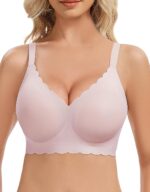 Vinfact Womens Jelly Bras No Underwire Push Up Wireless Seamless Supportive Full Coverage Bralette Scalloped T-Shirt Bra - Image 2