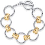 WOWORAMA Two Tone Link Chain Bracelet for Women Men Gold and Silver Paperclip Link Bracelets Unisex Mixed Metal Bracelet Thick Chunky Chain Bracelets - Image 2