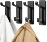 Wall Hooks for Coat and Towel: 13LB Adhesive Door Hanger Stick on, Black 4 Pack - Image 2