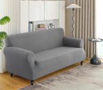 Waterproof Jacquard Sofa Cover, Adjustable Stretch Couch Slipcover, Washable Furniture Protector, Anti-Cat Scratch (Gray, XL-4seat(86''-110'')), Grey, JHXM-101 - Image 2