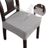 Waterproof Stretch Seat Covers,Dining Room Chair for 6 Set Removable Washable Chair Slipcover Protectors,Rear Covers,Light Grey - Image 2