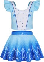 WonderBabe Princess Swimsuits Girls Two Pieces Swimsuits Summer Rash Guard Swimwear Ruffles Sleeve Bathing Suit with Skirt - Image 2