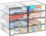 Yieach 2.2'' Tall Acrylic Clear Stackable Storage Drawer Organizer,8 Pack Desk Organization and Storage,Plastic Office Supply Organizer,Drawer Storage Organizer for Makeup,Accessory,Pen,Art Crafts - Image 2