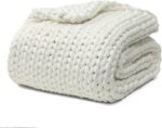 YnM Cooling Chunky Throw Blanket, Medium-Weight, Hand Knitted, Skin Friendly, Ventilated and Breathable, Machine Washable, Home Décor Piece for Couch, Sofa and Bed (White, 60x80 Inch) - Image 2