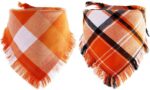 Yolyoo 2 Pcs Fall Dog Bandanas, Halloween Thanksgiving Plaid Dog Scarf with Tassels,Funny Fall Pet Accessories for Medium to Large Dogs Pets - Image 2