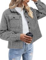 Zeagoo Flannels for Women Cropped Shacket Jacket Fashion Plaid Button Down Shirt 2025 Fall Coat Tops - Image 2