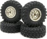 hobbysoul 1.0 Tires & Heavy Adjustable Offset 1.0 beadlock Wheels, Negative Offset 1/24 Wheels and Tires for 1:24 RC Crawler Axial SCX24,(4-Pack, Assembled) - Image 2