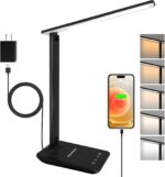 shinelife LED Desk Lamp for Office Home, Bright Desk Light with USB Charging Port, Adjustable Dimmable Desk Lamps 5 Modes 5 Brightness, Touch Study Lamp for Nail, Craft, Puzzle, Sewing, Study, Black - Image 2