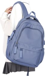 winspansy Simple Cute Backpack for Women Men Waterproof College Bag fit 14 Inch Laptop with USB Charging Port,Violet - Image 2