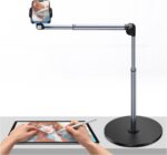 yAyusi Heavy Duty Aluminum Overhead Tripod for iPhone, 12 in Long Phone Mount for Desk, Flexible Articulating Arm Overhead Phone Mount for Live Streaming, Meeting, Cooking (Clip) - Image 2