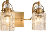 12.8-inch 2-Light, Vintage Vanity Light Brass Brushed Bathroom Fixture, E26 Socket Retro Wall lamp, Antique Brass Bathroom Light fixtures (Rust-Proof, Easy to Install, Bulb not Included) - Image 2