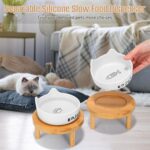 3PCS Elevated Cat Bowls,Wide Raised Ceramic Pet Dishes with Bamboo Stand, Whisker Friendly Pet Water or Food Plates Feeding Station for Indoor Small Dogs, Kitten (Black(2PCS)) - Image 5