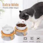 3PCS Elevated Cat Bowls,Wide Raised Ceramic Pet Dishes with Bamboo Stand, Whisker Friendly Pet Water or Food Plates Feeding Station for Indoor Small Dogs, Kitten (Black(2PCS)) - Image 6