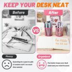 Segarty Pen Cup, 6 Pack Cute Dark Pink Pen Holder, Round Mesh Pencil Holder for Desk, Desktop Accessories Organizer for Office Supply, School, Home Storage, Makeup Brush Organization - Image 5