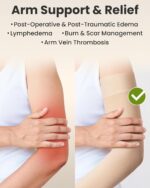 KEMFORD Compression Lymphedema Arm Sleeves for Women - 15-20 mmHg, 1 Pair, Beige, XXL - Medical Arm Brace for Swelling, Edema, Circulation - Image 3