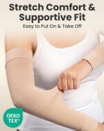 KEMFORD Compression Lymphedema Arm Sleeves for Women - 15-20 mmHg, 1 Pair, Beige, XXL - Medical Arm Brace for Swelling, Edema, Circulation - Image 5
