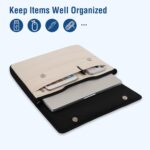 MOSISO 13-14 inch Laptop Case, 13.3 inch Puffy Laptop Sleeve Compatible with MacBook Air 13/Pro 13/Pro 14, HP Dell Lenovo, Horizontal Rectangle Quilted Flap Computer Bag with Handle&Pockets,Black&Sand - Image 3