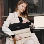 MOSISO 13-14 inch Laptop Case, 13.3 inch Puffy Laptop Sleeve Compatible with MacBook Air 13/Pro 13/Pro 14, HP Dell Lenovo, Horizontal Rectangle Quilted Flap Computer Bag with Handle&Pockets,Black&Sand - Image 7