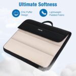 MOSISO 13-14 inch Laptop Case, 13.3 inch Puffy Laptop Sleeve Compatible with MacBook Air 13/Pro 13/Pro 14, HP Dell Lenovo, Horizontal Rectangle Quilted Flap Computer Bag with Handle&Pockets,Black&Sand - Image 9