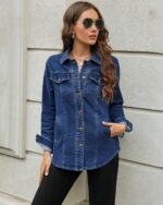 luvamia 2025 Jean Jackets for Women Fashion Denim Jacket Western Oversized Shacket Jacket Button Up with Pockets - Image 7