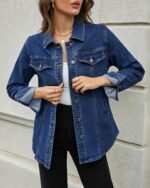 luvamia 2025 Jean Jackets for Women Fashion Denim Jacket Western Oversized Shacket Jacket Button Up with Pockets - Image 8