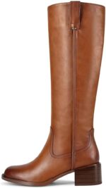 Knee High Boots for Women Chunky Heel Round Toe Leather Patent Boots Low Block Heel Tall Boots With Side Zipper - Image 3
