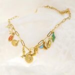 JNF Cute Boho Charm Necklace for Women Paperclip Chain Necklace Sun Moon Star Coin Heart Flower Boot Boho Bow Charms Necklaces - Image 7