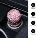 Bling Car Engine Start Button Cover, Sparkly Rhinestone Round Ball Push Start Button Sticker, Crystal Key Ignition Knob Decal, Sparkling Car Interior Accessories for Women (Pink) - Image 4