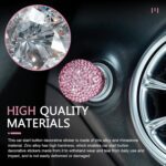 Bling Car Engine Start Button Cover, Sparkly Rhinestone Round Ball Push Start Button Sticker, Crystal Key Ignition Knob Decal, Sparkling Car Interior Accessories for Women (Pink) - Image 5