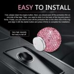 Bling Car Engine Start Button Cover, Sparkly Rhinestone Round Ball Push Start Button Sticker, Crystal Key Ignition Knob Decal, Sparkling Car Interior Accessories for Women (Pink) - Image 6