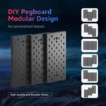 PEGZONE Modular Headphone and Controller Holder for Game, Clamp-on Pegboard, Rotatable Controller Stand with Cable Hooks, Gaming Accessory for Xbox PS5 PS4 Nintendo Switch, 3Pcs Pegboard, Black - Image 3