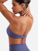 YEOREO Halter Sports Bras for Women Adjustable Strappy Open Back Impact Removable Pads Deep V Bra Workout Gym Yoga Crop Top - Image 3