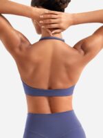 YEOREO Halter Sports Bras for Women Adjustable Strappy Open Back Impact Removable Pads Deep V Bra Workout Gym Yoga Crop Top - Image 5