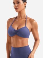 YEOREO Halter Sports Bras for Women Adjustable Strappy Open Back Impact Removable Pads Deep V Bra Workout Gym Yoga Crop Top - Image 6