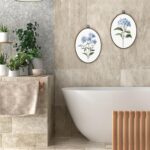 Gnmduw Blue Hydrangea Floral Oval Wall Art Framed, Blue Hydrangea Flower Canvas Prints Hanging Decor Decorations, Coquette Hydrangeas Wall Art Decor for Bedroom Home Bathroom, 8.7x11.3 Inch - Image 4