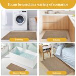 Washable Non Slip Rubber Backing Outdoor Rugs Doormat, 30"x17" Super Absorbent Kitchen Rugs Non Slip, Soft Imitation Linen Braided Kitchen Rug Washable for Kitchen, Floor, Office, Home Decor(Brown) - Image 8